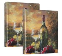 Sunset White Wine 3 Ring Binders 1.5 Inch Clear View Three Ring Binders Versatile Binder Fits 200 Sheets 2 Pack