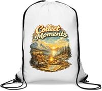 Sunset Wilderness Adventure Scene Gym Sack Casual Drawstring Bag White