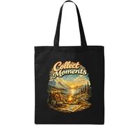 Sunset Wilderness Adventure Scene Natural Cotton Tote Bag Black