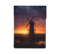 Sunset Windmill Printed 13 Inch Laptop Sleeve PU Leather Shockproof Notebook Computer Bag Cover Tablet Carrying Case