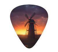 Sunset Windmill Printed Guitar Picks 12-Piece Set - Comfortable, Versatile Plectrum for All Guitar Styles & Players