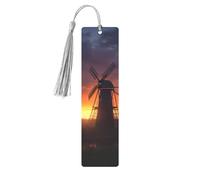 Sunset Windmill Printed Metal Bookmarks M - Gray Lightweight Aluminium Book Marker for Books, Journals & Gifts, Ideal Book Lovers, Holiday Decor & Crafts