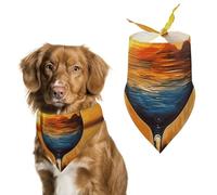 Sunset Wine Glass Dog Bandana Triangle Dog Scarf Washable Polyester Dog Bibs Cute Pet Bandana for Medium Large Dogs Puppy and Cats
