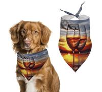 Sunset Wine Glass Dog Bandana Washable & Adjustable Triangle Scarf, Breathable Pet Scarf for Small Medium Large Pets, Cute Fashion Pet Accessory