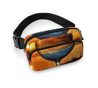 Sunset Wine Glass Fanny Pack for Women Men Adjustable Waist Bag Belt Bag for Travel Sports Hiking, style, 20x13cm