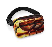 Sunset Wine Glass Fanny Packs with Zipper, Personalized Waist Bags with Multiple Pockets, Adjustable Sling Bag for Travel, Waterproof Belt Bag, Crossbody Bags
