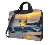 Sunset Wine Glass Laptop Bag 13-15.6Inch, 360° Protective Laptop Sleeve Case Shockproof Messenger Shoulder Bag Waterproof Computer Case Carrying Cover Briefcases for Men Women