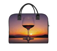 Sunset Wine Glass Laptop Tote Bag Casual Travel Handbag Multi Pocket Shoulder Bags for Work Travel