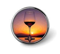 Sunset Wine Glass Round Badge Personalized Metal Lapel Pin Badges Fit Clothing Bags Hat Humorous Printed Brooch Badge Party Decorations Accessories for Men Women