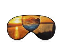 Sunset Wine Glass Sleep Mask Soft Comfortable Eye Mask with Adjustable Strap Eye Cover Eye Shade for Men Women Work Travel