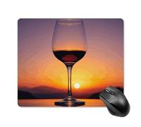Sunset Wine Glass Square Mouse Pad Portable Computer Mousepad with Non-Slip Rubber Base 18 * 22cm Ultra-Thin Gaming Mouse Mat for Computer Laptop Office Desk Accessories