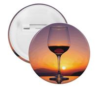 Sunset Wine Glass Tinplate Badge Personalized Round Brooch Large Craft Button Suitable for Teachers, Nurses, Doctors, Staff, Party Gift Accessories, style, 12 Pieces