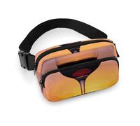 Sunset Wine Glass Waist Bag Fashion Fanny Bag with Adjustable Strap for Outdoor Workout Cycling Unisex, white, 20x13cm, Waist Bag