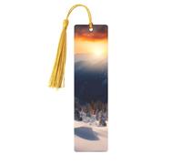 Sunset Winter Mountains Metal Bookmarks with Tassel,Cool Book Markers for Reading Women, Men,Aluminum Hanging Ornament Fancy Handmade Craft Reading Accessories Gift for Book Lovers M