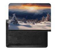 Sunset Winter Mountains Passport Holder PU Leather Slim Passport Cover with Card Slots Travel Document Holder Cover