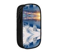 Sunset Winter Mountains Print Pencil Case Coin Key Card Bag Purse Large Pen Pouch for Kids Boys School Office