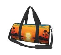 Sunset With A Boat Travel Duffel Bag Sports Gym Bag, Lightweight Overnight Weekender Bag With Shoes Compartment Yoga Gym Sports Bag For Men Women