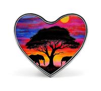 Sunset with African Elephants Brooch Pins Heart Badge Collar Lapel Pins Dress Backpack Accessories