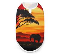 Sunset with African Elephants Dog Clothes Printed Pet Shirts Summer Vest T-Shirt Sweatshirt for Small Dogs Cats M