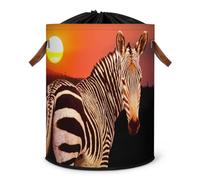 Sunset Zebra Laundry Hamper Large Laundry Basket Zebra Foldable Clothe Hamper Storage Organizer Bin with Drawstring Lid Boxes for Bedroom Bathroom Room