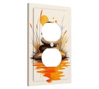 Sunset Zen Light Switch Cover Plates/Outlet Covers, Warm Orange Autumn Stones for Wall Decor, Thermoplastic Wall Plates, Standard Size Single Duplex Outlet