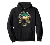 Sunsets and Saguaros Southwest USA Hotrod Retro Style Design Pullover Hoodie