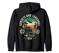 Sunsets and Saguaros Southwest USA Hotrod Retro Style Design Zip Hoodie