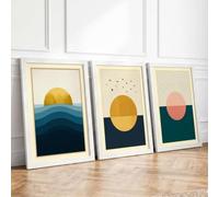 Sunsets by the Sea Minimalist Set of 3 Framed Wall Art Prints A2