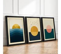 Sunsets by the Sea Minimalist Set of 3 Framed Wall Art Prints A4