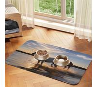 Sunsets Lake Horses Dog Food Mat, Absorbent Pet Feeding Mat for Food and Water Bowls Non-Slip Placement Pad for Floors Waterproof Quick Dry Water Dispenser Mat for Dogs Puppy Cats 12x18 Inch