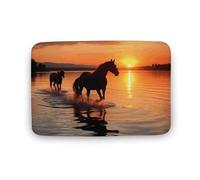 Sunsets Lake Horses Door Mat Heavy Duty Welcome Mats for Outdoor Indoor, Super Absorbent Entryway Rugs Dirt Trapper Entrance Mat Non-Slip Backing Kitchen Rugs for Bathroom 15.7" x23.6