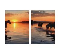 Sunsets Lake Horses Passport Holder for Travel Essentials Cute Passport Cover Wallet with Credit Card Slot Waterproof PU Leather Passport Book Case Travel Wallet for Women Men