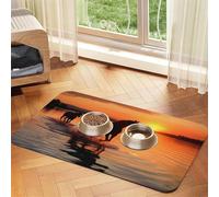 Sunsets Lake Horses Pet Feeding Mat Absorbent Pu Leather Dog Cat Food Mats Contain Spills Protects Floors, Anti-Slip Rubber Backing Dog Bowl Mats Easy Clean Pet Placemats 30x45cm