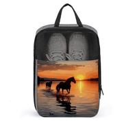 Sunsets Lake Horses Shoe Bag Travel Shoe Organizer Water-Resistant Shoe Pouch with Zipper Sneaker Dust Bag, gray, One Size, Modern