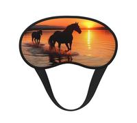 Sunsets Lake Horses Sleep Mask for Side Sleeper Soft Breathable Sleeping Eye Mask Blackout Silk Eye Sleep Shade Cover with Elastic Strap Night Blindfold for Women Men Travel Nap