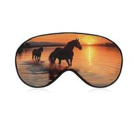 Sunsets Lake Horses Sleep Mask for Women Men, Breathable Soft Sleeping Mask Adjustable Eye Cover Light Blocking Eye Masks for Travel, Home, Office, Nap, Flights