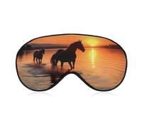 Sunsets Lake Horses Sleep Mask, Ultra Soft Eye Mask for Sleeping with Adjustable Strap, Comfortable Lightweight Blindfold Eyeshade, Total Blackout Eye Cover for Night Sleep Travel Office Nap