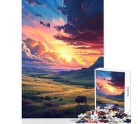 Sunsets over A Wide Area Jigsaws 1000 Pieces for Teenagers Stimulate Active Brain And Mind Gentle Relaxing Fun Activity (38X26cm)