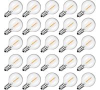 SUNSGNE 25 Pack G40 LED Light Bulbs, E12 Candelabra Base Bulb, 0.6W LED Bulbs Equivalent 7W Edison Bulbs, Shatterproof Globe Replacement Bulb for Outdoor String Lights, 2700K Warm White Dimmable