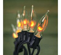 SUNSGNE Christmas Flickering Flame Lights, C7 Christmas String Light, 10ft Vibrating Amber Flame Lights, for Outdoor Indoor Home Halloween Christmas Decorations, E12 Candlestick Base - Black Wire