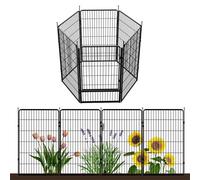 SunsGrove Decorative Garden Fence with Gate 114 cm(H) x 4.1 m(L) 6 Panels, Heavy Duty Metal Animal Barrier Fence for Yard, Flower Bed Fencing, Garden Border Fences, Easy Set Up, Black
