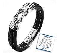 SUNSH Braided leather bracelet Forever Linked Together - Men's stainless steel braided leather bracelet with quote cuff 8 inch bracelet To My Man (UK-BCL-31)