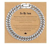 SUNSH Gift To My Son Cuban Chain Bracelet Gifts for My Son Stainless Steel Bracelet Gifts for Him Perfect Valentine's Day Birthday Christmas Graduation Presents 19cm (79)