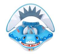 Sunshade Baby Ring, Inflatable Swimming Float, 23.2x25in Compact Blue Pvc Material, Removable Sun Canopy, Authentic Safety Support Seat for Pool and Water Play Use