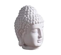SUNSHADE Ceramic Buddha Head Decoration Statues Buddhism Religious Statues Sculpture Decoration Collection for Home and Office Decorations (Matte White)