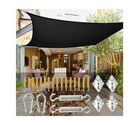 Sunshade Cloth Sun Shade Sail Canopy Rectangle Sunscreen Awning 2x3m 3x5m Sunshade Cover with Fixing Kit UV Block Waterproof for Families Garden Parks Outdoor Picnics, Black