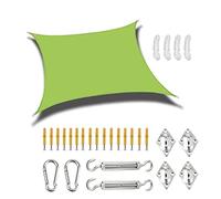 Sunshade Cloth Waterproof SunShade Sail Green Outdoor Rectangle Shade Sail Canopy 98% UV Block Awning Sun Cover with Rope and Hardware Kit for Garden Patio Backyard Beach