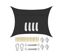 Sunshade Cover Sail Sun Shade Sail Black Sunshade Cloth Rectangle Awning Canopy Sunscreen Fabric with Fixing Kit 2m 3m 4m 5m UV Block Waterproof for Garden Patio Balcony Outdoor F