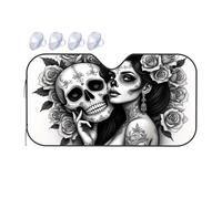 Sunshade Day Of The Dead Roses And Skulls Car Windshield Sunshade Car Window Sun Shade Windshield Sun Shade(76x140cm)