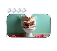 Sunshade For Car Windshield A Child With Angel Wings Reading A Book On The Toilet Car Windshield Sunshade Sun Shield For Car Windshield Windshield Sunshade(70x130cm)